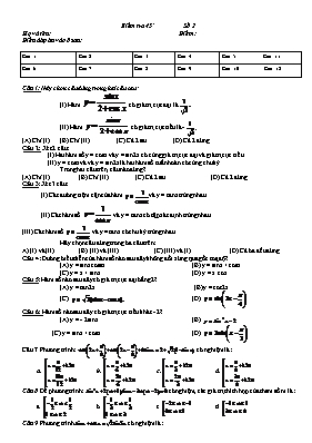 Kiểm tra 45 môn Toán 11